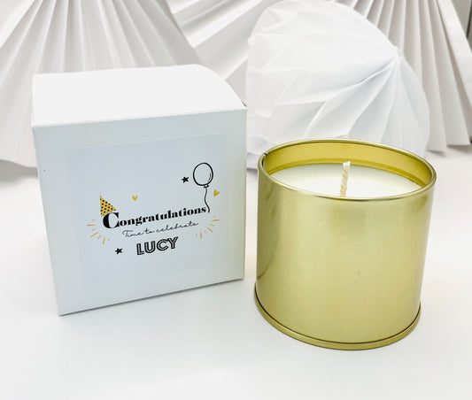 Personalised Scented Soy Wax Candle | Gift Boxed | Special Gift | Hand Poured | Small Batch | CONGRATULATIONS