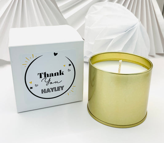 Personalised Scented Soy Wax Candle | Gift Boxed | Special Gift | Hand Poured | Small Batch | THANK YOU