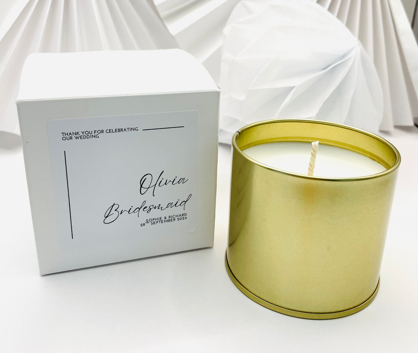 Personalised Scented Soy Wax Candle | Gift Boxed | Wedding | Thank You | Bridesmaid | Maid Of Honour | Mother Of The Bride | SCRIPT