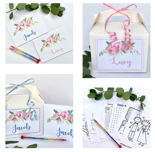 Personalised Children's Wedding Activity Box Activity Pack Kids  Gift Favour | Flowers