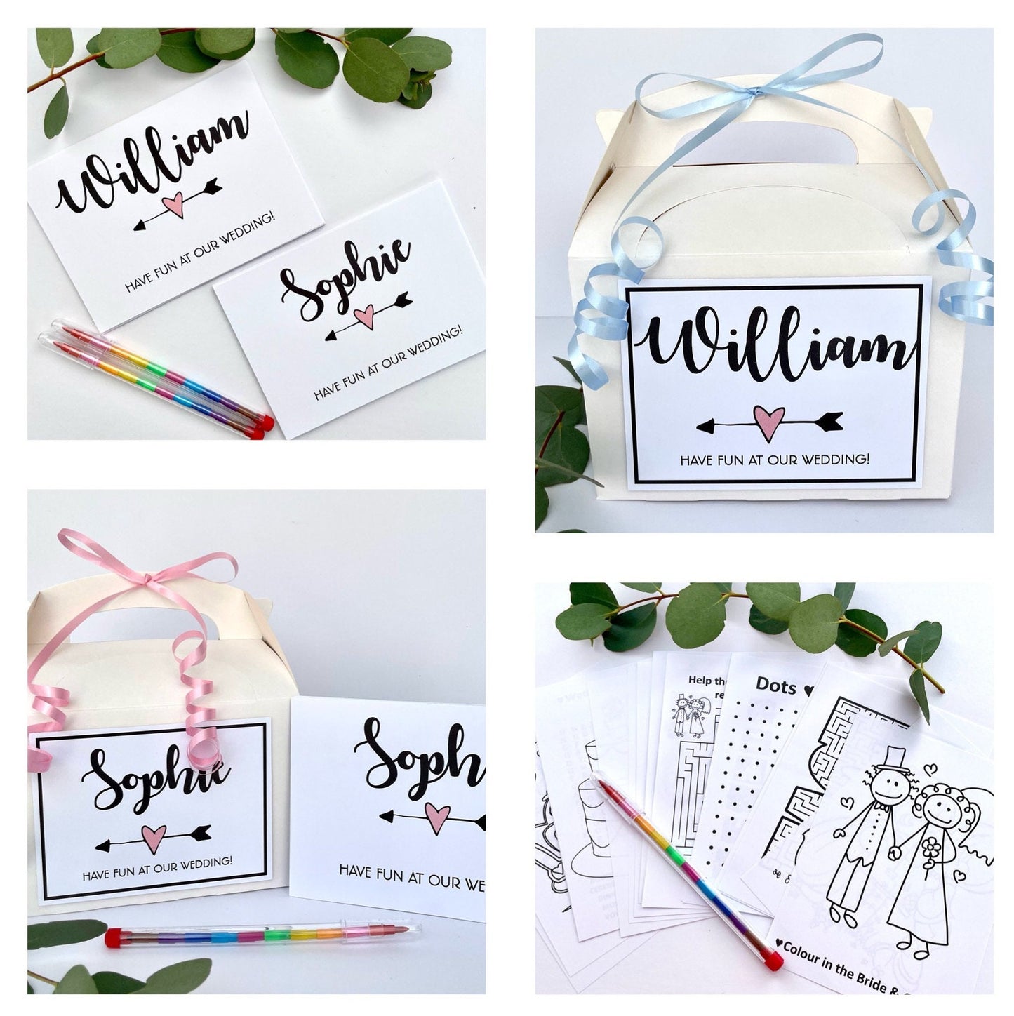 Personalised Children's Wedding Activity Box Activity Pack Kids Gift Favour | Text