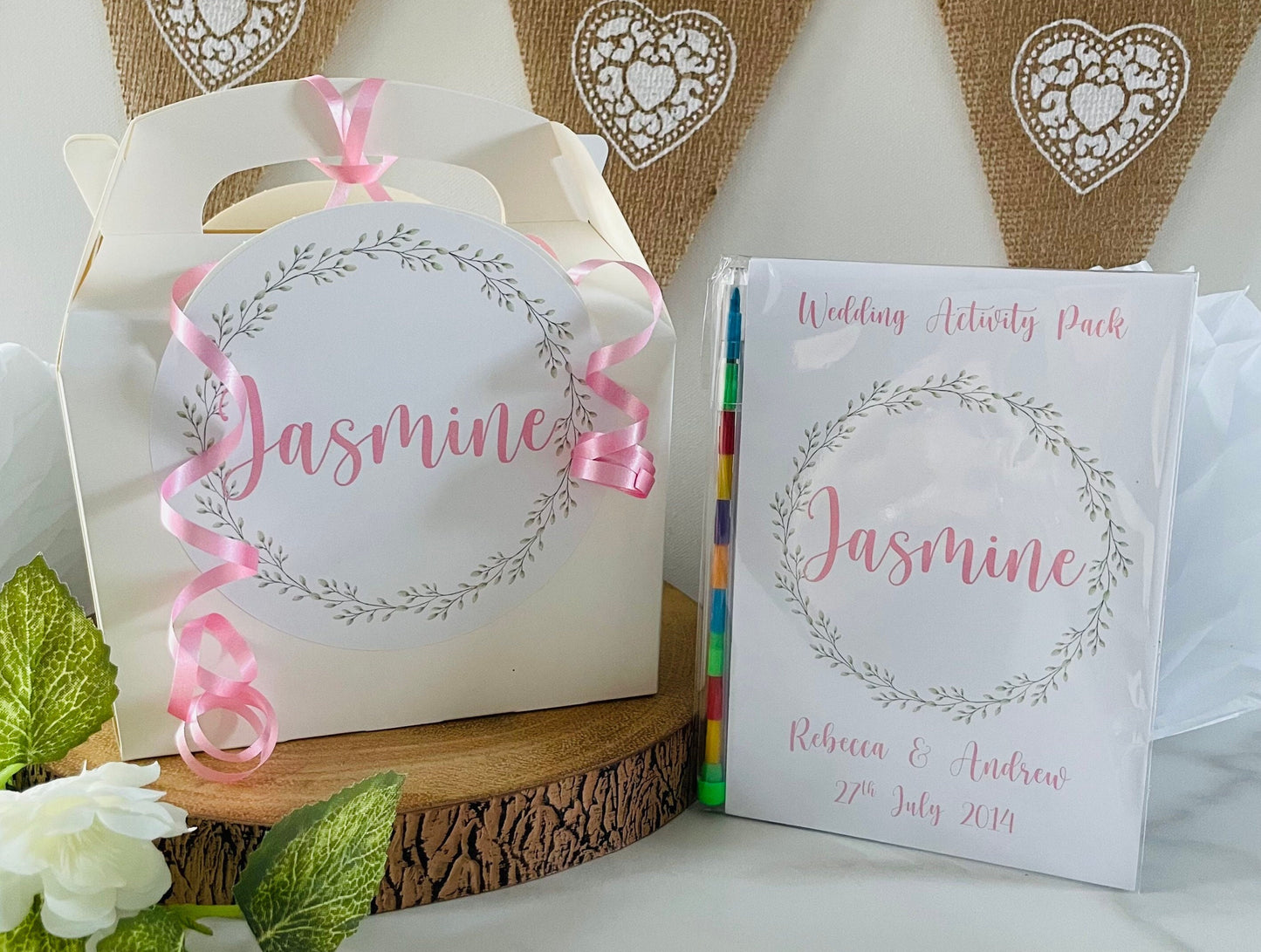 Personalised Childrens Wedding Activity Box and Pack | Table Favour | Party Bag | Wedding Favour Gift | Wreath