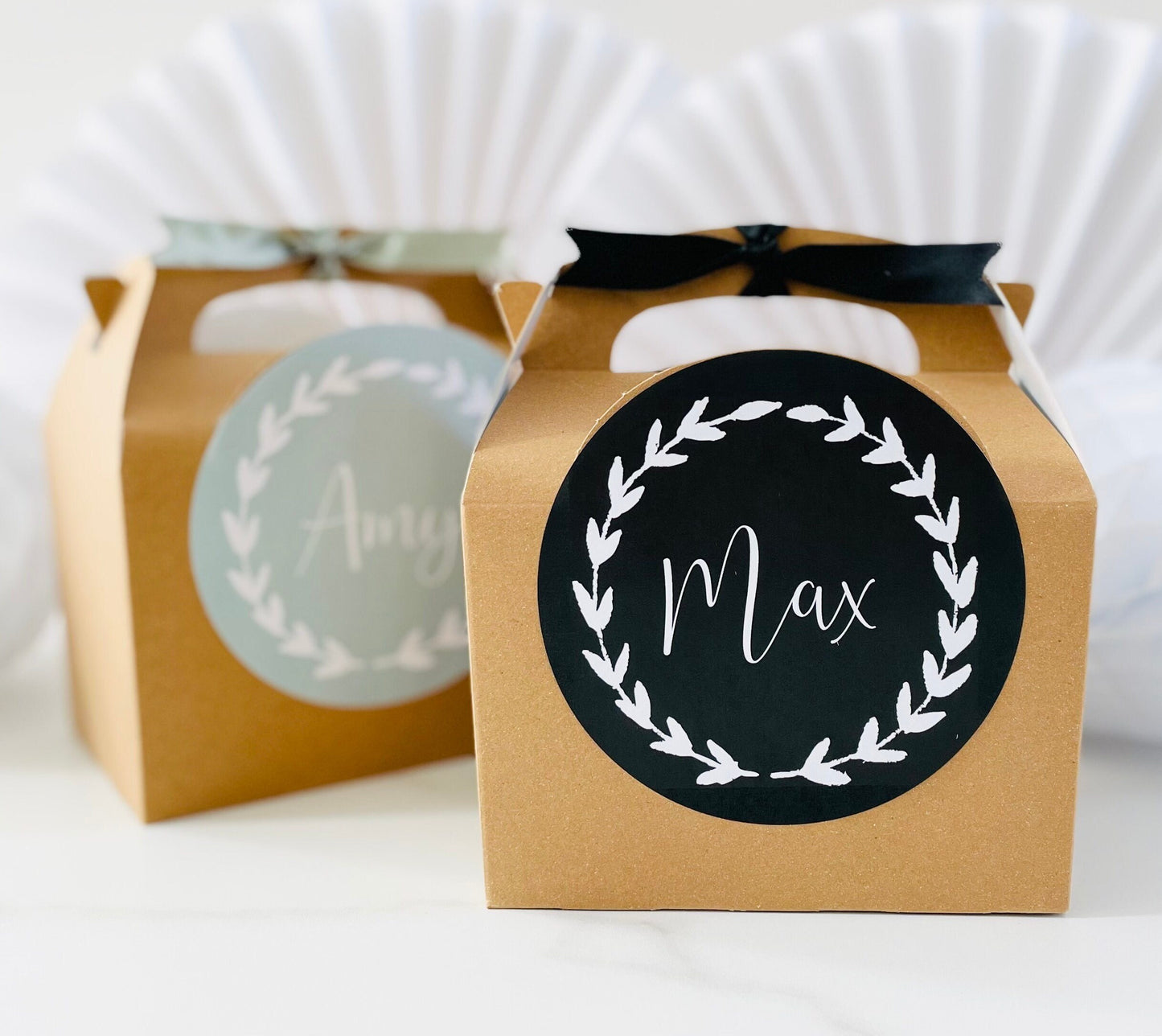 Personalised Wedding Favour Gift Box | Childs Activity | Thank You | WHITE WREATH