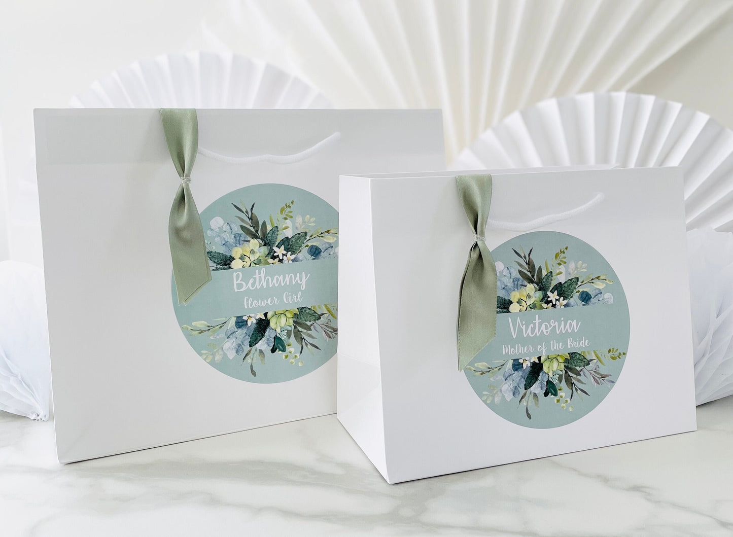 Personalised Wedding Gift Bag | Thank You | Luxury Boutique | SAGE LEAVES