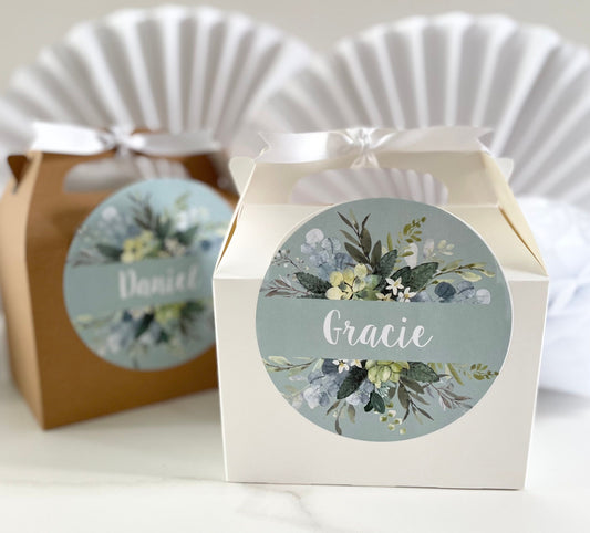 Personalised Wedding Favour Gift Box | Childs Activity | Thank You | SAGE LEAVES