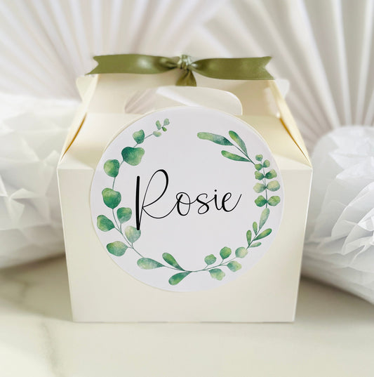 Personalised Wedding Favour Gift Box | Childs Activity | Thank You | EUCALYPTUS PLAIN WHITE