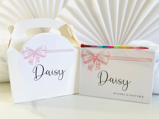 Personalised Childrens Wedding Activity Box and Pack | Table Favour | Party Bag | Wedding Favour Gift | Ribbon