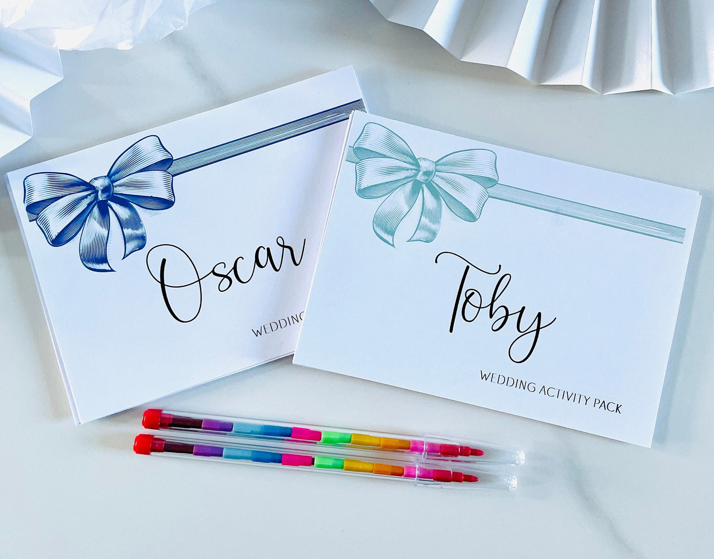 Personalised Childrens Wedding Activity Box and Pack | Table Favour | Party Bag | Wedding Favour Gift | Ribbon