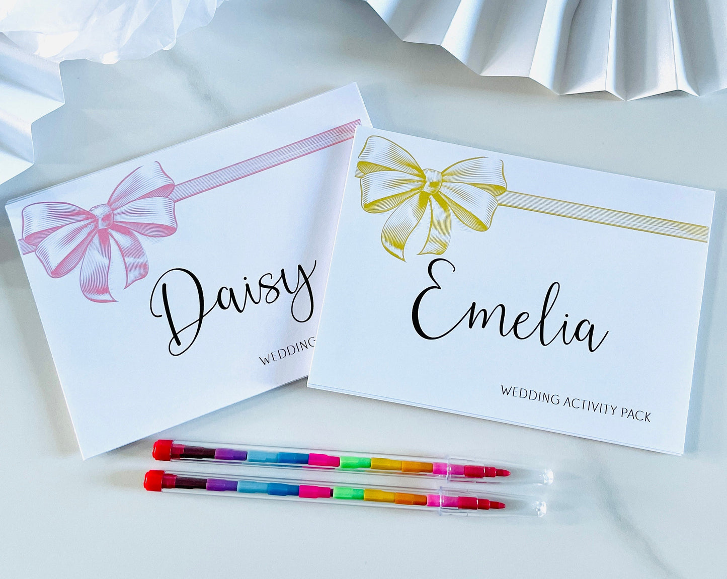 Personalised Childrens Wedding Activity Box and Pack | Table Favour | Party Bag | Wedding Favour Gift | Ribbon